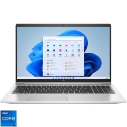 Laptop HP ProBook 450 G9 cu procesor Intel Core i7-1255U 10-Core ( 1.7GHz, up to 4.7GHz, 12MB), 15.6 inch FHD, Intel Iris X Graphics, 16GB DDR4, SSD, 512GB PCIe NVMe, Windows 11 Pro 64bit Downgrade Win 10 Pro 64, Pike Silver