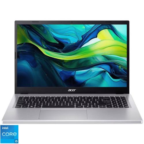 Laptop Acer 15.6'' Aspire Go 15 AG15-71P, FHD IPS, Procesor Intel® Core™ i5-1334U (12M Cache, up to 4.60 GHz), 16GB DDR5, 512GB SSD, Intel Integrated Graphics, No OS, Pure Silver
