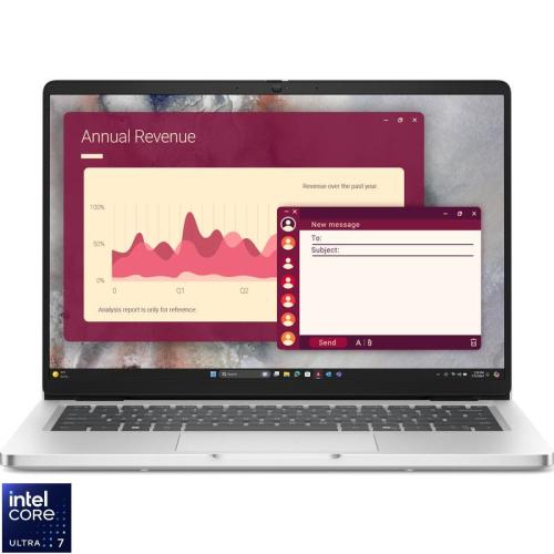 Laptop DELL 14'' Pro 14 PC14250, FHD+, Procesor Intel® Core™ Ultra 7 255U (12M Cache, up to 5.20 GHz), 32GB DDR5, 512GB SSD, Intel Graphics, Win 11 Pro, Platinum Silver, 3Y ProSupport
