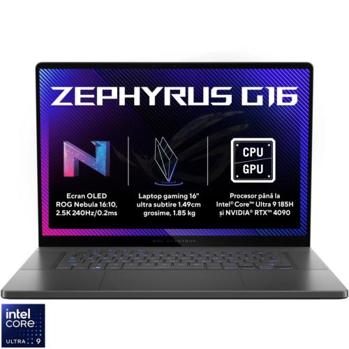 Laptop Gaming ASUS ROG Zephyrus G16 GU605MY cu procesor Intel® Core™ Ultra 9 185H pana la 5.1 GHz, 16