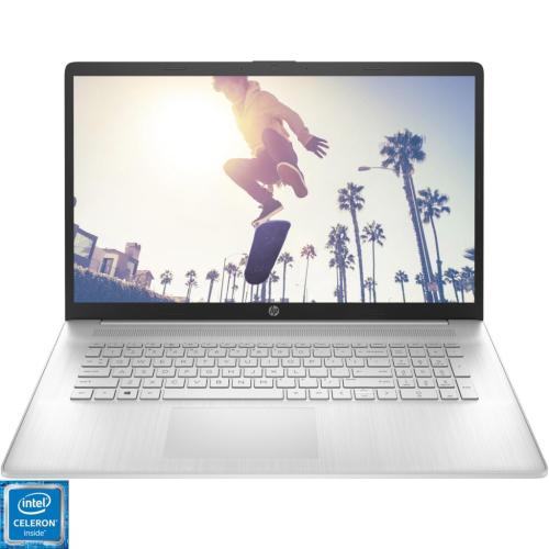 Laptop HP 17-cn0048nq cu procesor Intel® Celeron® Processor N4020 pana la 2.80 GHz, 17.3 FHD Antiglare IPS, 4GB DDR4, 256GB PCIe SSD, Intel UHD Graphics, FreeDOS, Natural silver