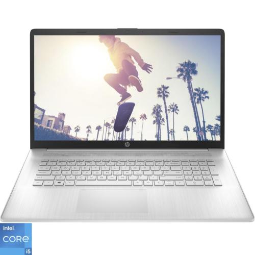 Laptop HP 17-cn2011nq cu procesor Intel® Core™ i5-1235U pana la 4.40 GHz, 17.3 FHD Antiglare IPS, 16GB DDR4, 1TB 5400RPM + 512GB PCIe SSD, NVIDIA GEFORCE MX550 2GB, FreeDOS, Natural Silver