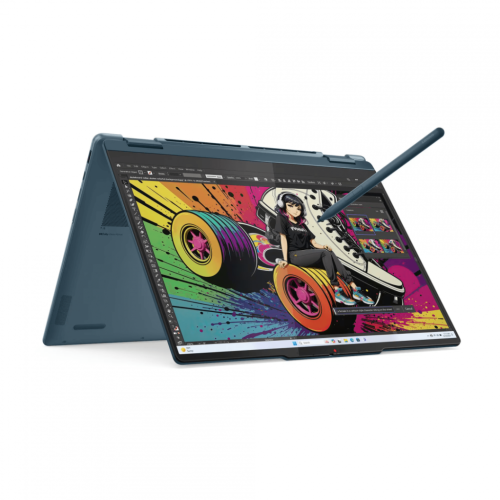 Laptop Lenovo 14'' Yoga 7 2-in-1 14AKP10, WUXGA OLED Touch, Procesor AMD Ryzen™ AI 5 340 (16M Cache, up to 4.8 GHz), 16GB LPDDR5X, 512GB SSD, AMD Radeon 840M, Win 11 Home, Tidal Teal, 3Yr Onsite Premium Care