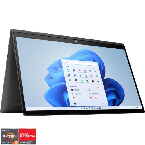 Laptop ultraportabil HP ENVY x360 15-ey0011nn cu procesor AMD Ryzen™ 5 5625U pana la 4.30 GHz, 15.6 Full HD, IPS, Touch 16GB, 512GB SSD, AMD Radeon™ Graphics, Windows 11 Home, Nightfall Black