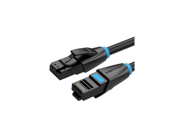 Patch cord UTP Vention, RJ-45 (T) la RJ-45 (T), 8m, 1 Gbps, flat, PVC, negru, \