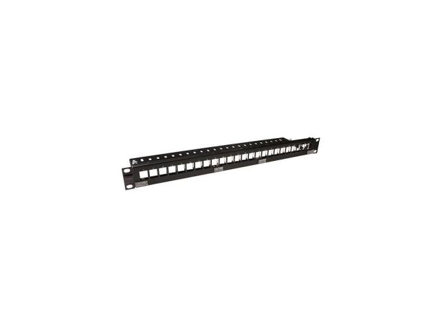 Patch panel 19, 1U, 24 porturi neechipat, pentru conectori Keystone, cu bare de gestionare a cablurilor - Molex 