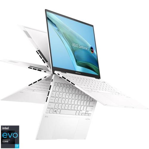Ultrabook ASUS 13.3'' Zenbook S 13 Flip OLED UP5302ZA, 2.8K Touch, Procesor Intel® Core™ i7-1260P (18M Cache, up to 4.70 GHz), 16GB DDR5, 1TB SSD, Intel Iris Xe, Win 11 Pro, Refined White