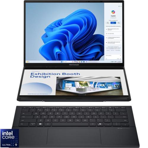Ultrabook ASUS 14'' Zenbook Duo OLED UX8406CA, 3K 120Hz Touch, Procesor Intel® Core™ Ultra 9 285H (24M Cache, up to 5.40 GHz), 32GB LPDDR5X, 2TB SSD, Intel Arc 140T, Win 11 Pro, Inkwell Gray